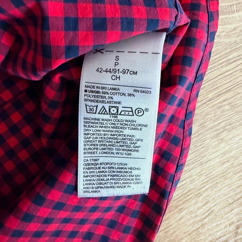 Banana Republic Slim Flex Fit Button‎ Down Shirt Mens S Red Blue Gingham Stretch